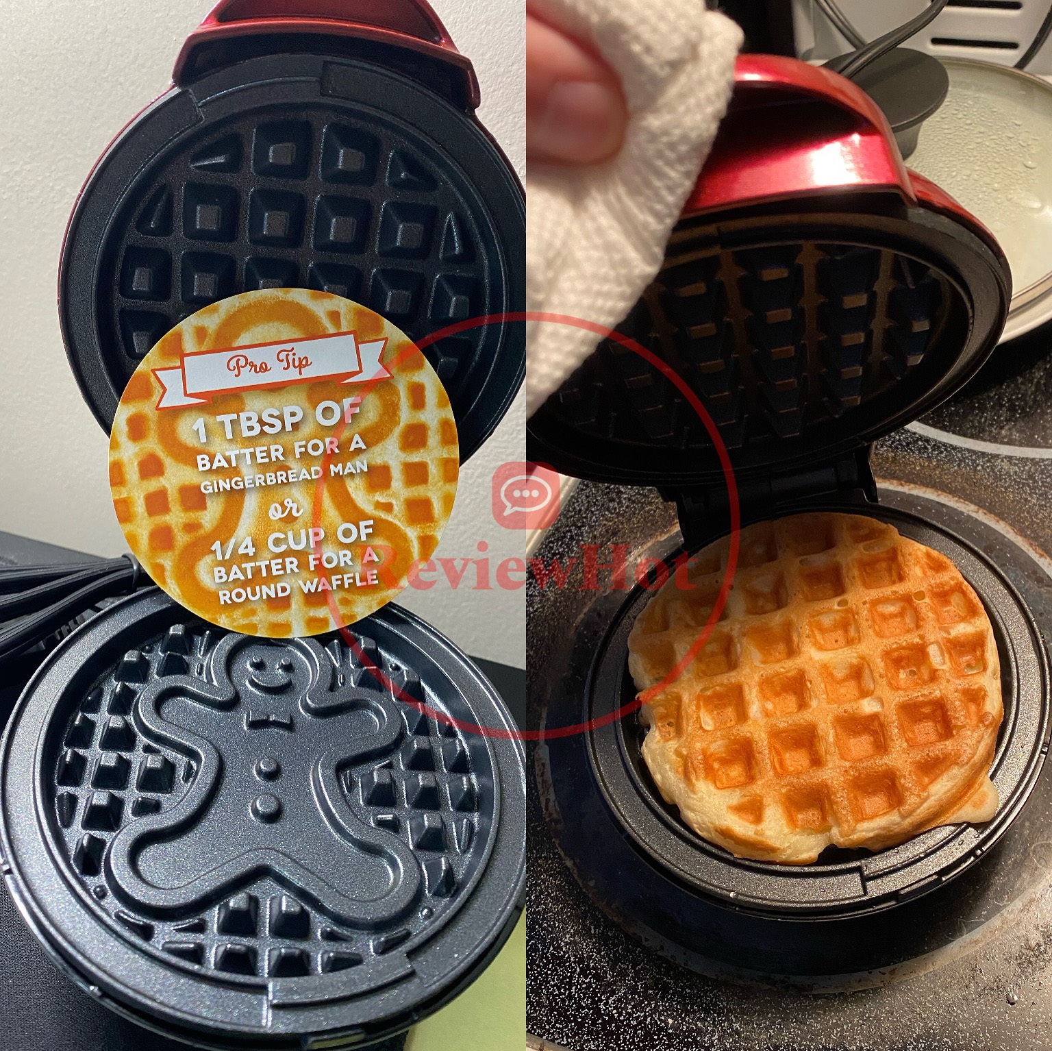The interior design of the waffle maker and a waffle I made.