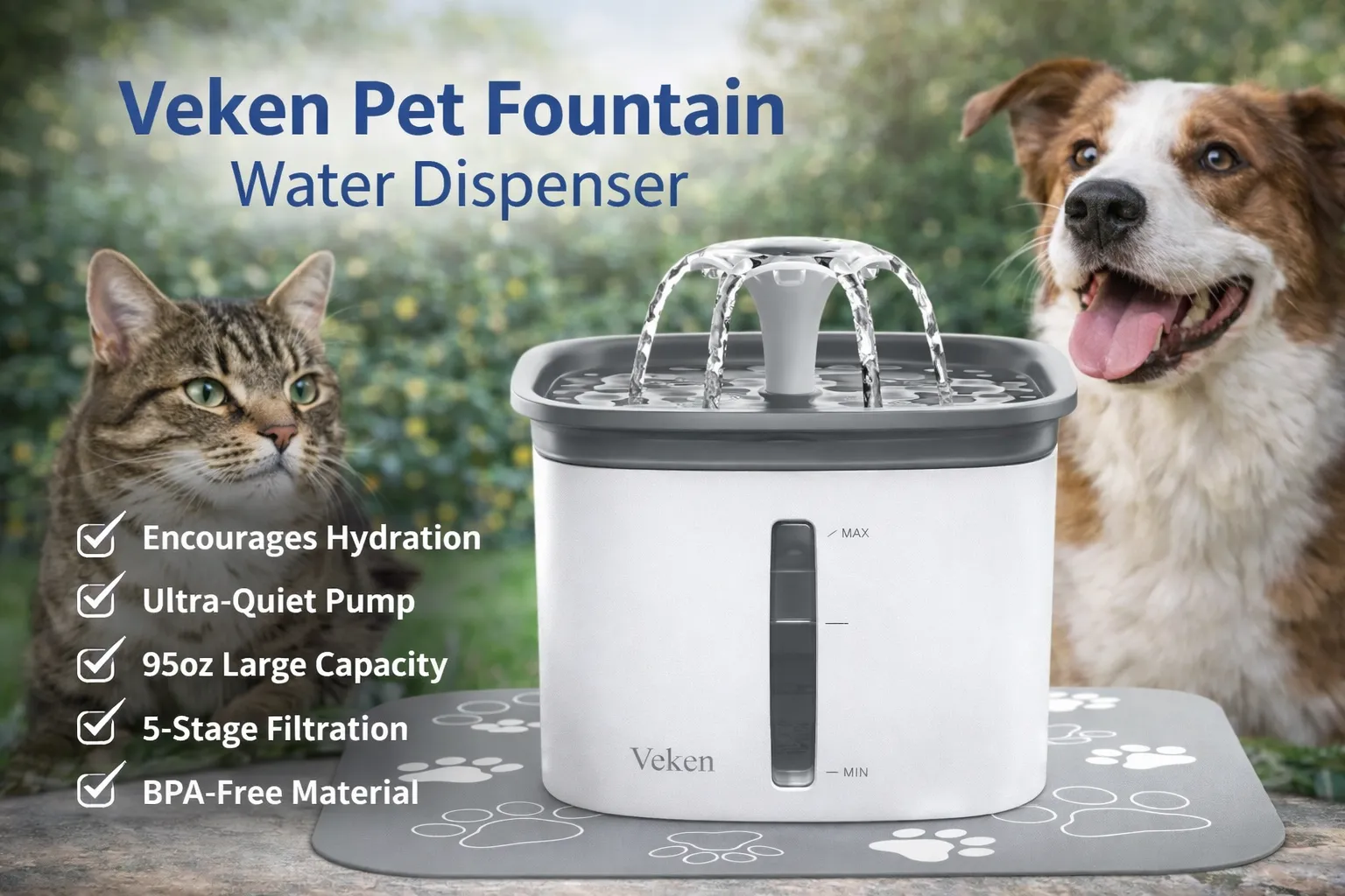 Veken Pet Fountain Water Dispenser review – Ideal for cats and dogs