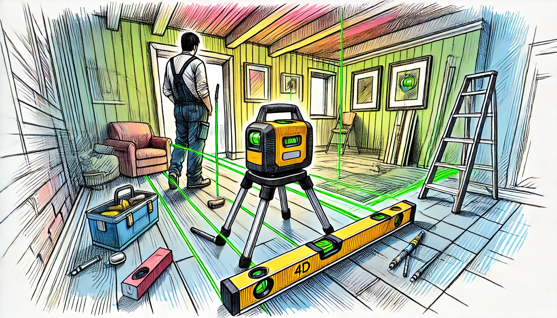 EODOJU Laser Level, 4 x 360° Laser Level with Tripod for Construction ...